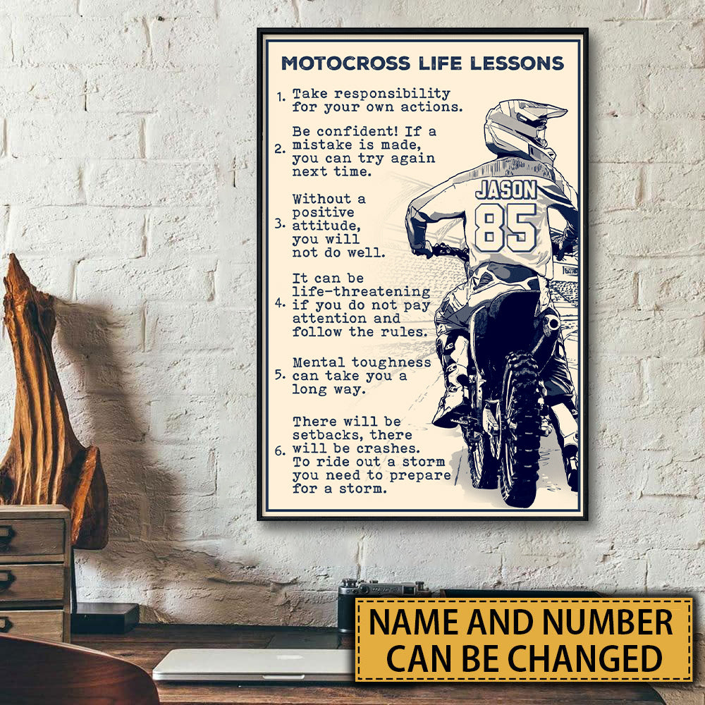 Custom Personalized Motocross Poster, With Custom Name & Number, Vintage Style, Dirt Bike Gifts