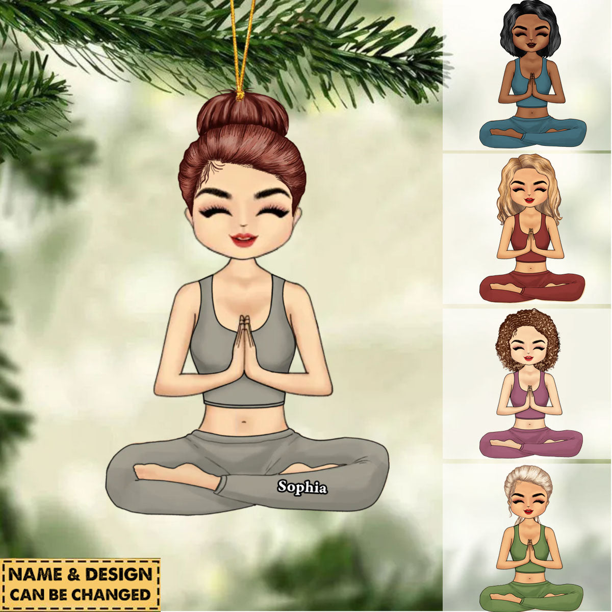 PERSONALIZED YOGA GIRL HANGING ORNAMENT