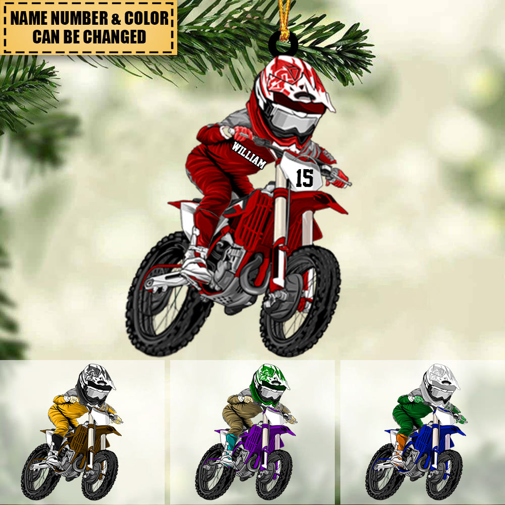 Motocross Rider, Personalized Acrylic Ornament, Christmas Gift For Dirt Bike Lover, Motocross Son