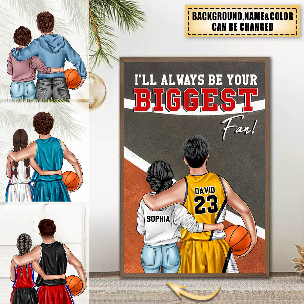 Personalized Basketball Couple Poster - Always Be Your Biggest Fan - Couple Shoulder To Shoulder