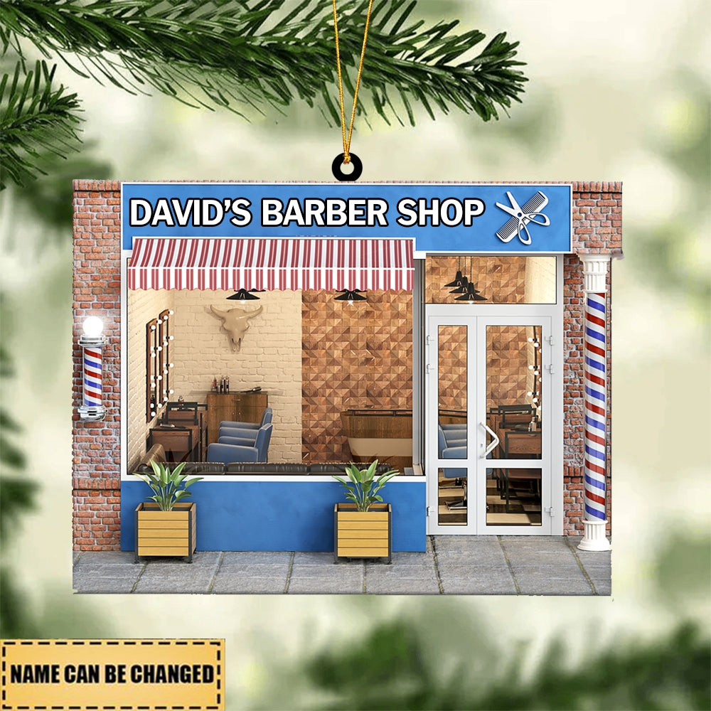 Barber Shop Personalized Christmas Ornament