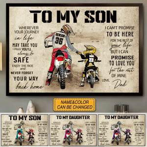 Personalized Motocross Poster, with custom Name, Number & Appearance, Vintage Style, Dirt Bike Dad And Son, Dad And Daughter Gift