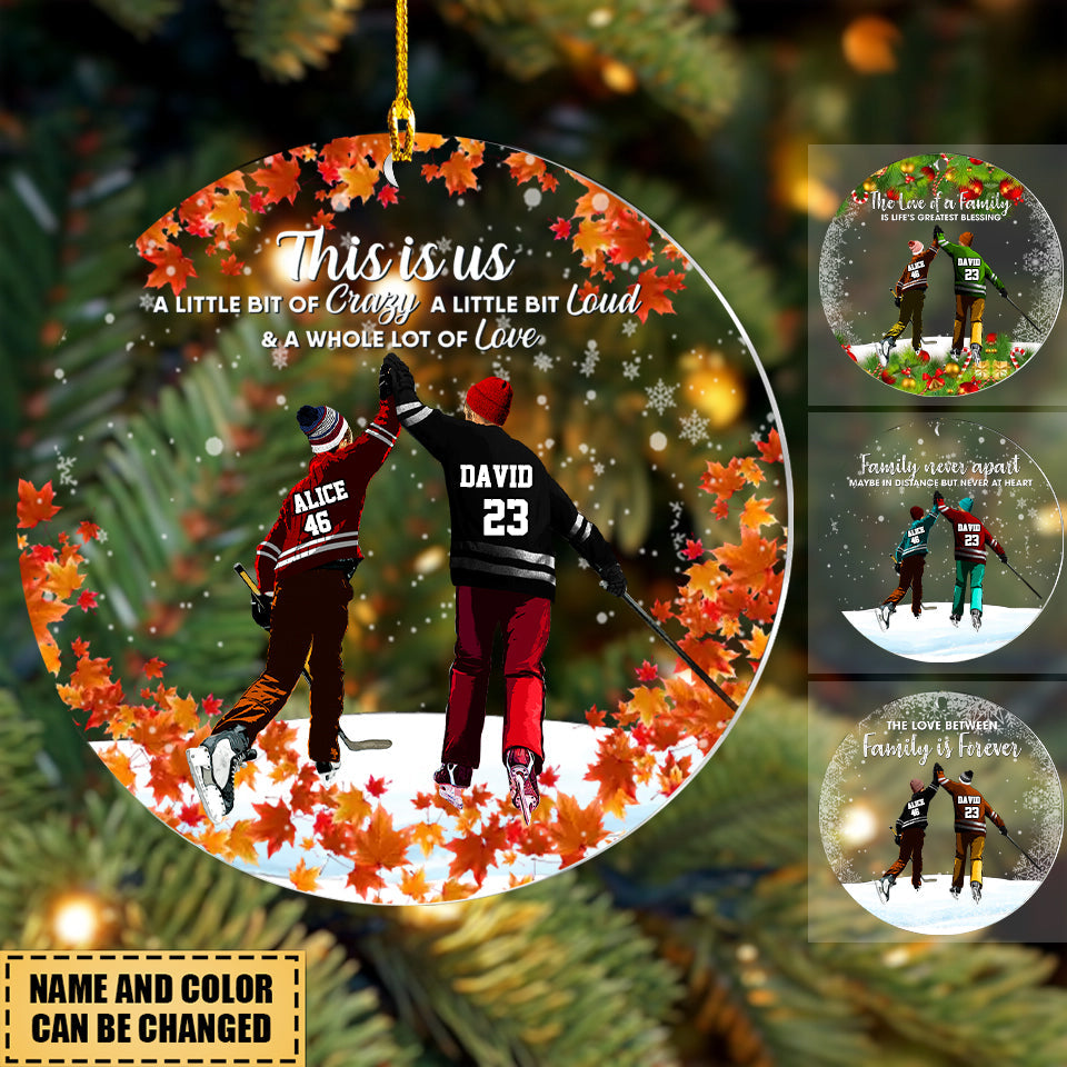 Custom Personalized Christmas Ice Hockey Acrylic Circle Ornament-Gift For Hockey Players