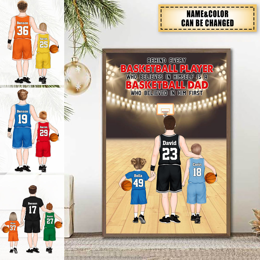 Behind Every Basketball Player Basketball Dad - Personalized Canvas, Basketball Dad Gift, Gift For Husband, Basketball Lovers