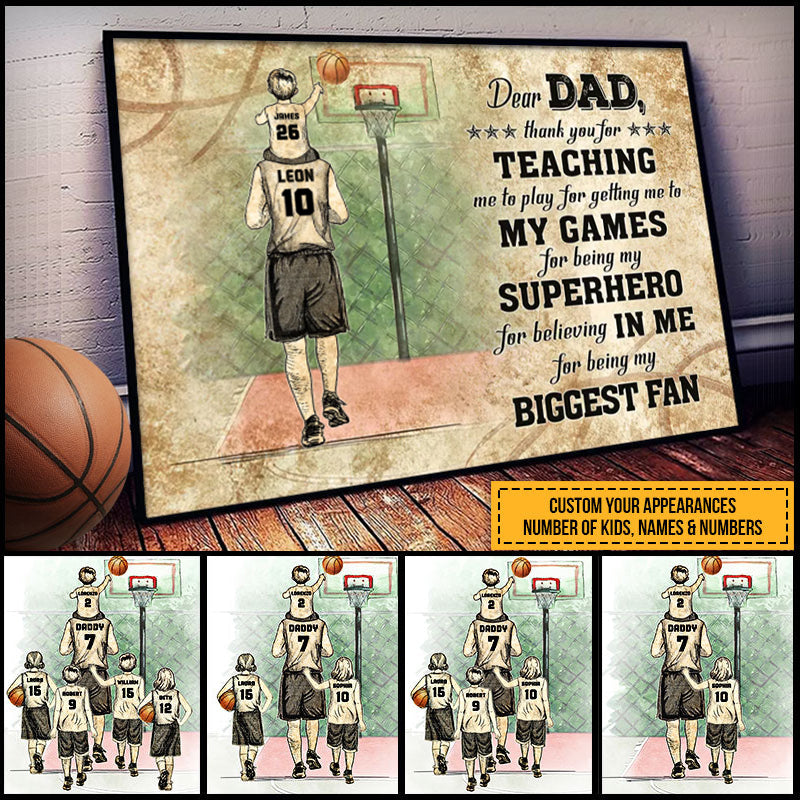 Personalized Basketball Dad Father's Day Gift Custom Poster