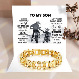 Biker Dad And Son, Enjoy The Ride Stainless Steel Chain Bracelet With Printable Digital Card To Son/Daughter