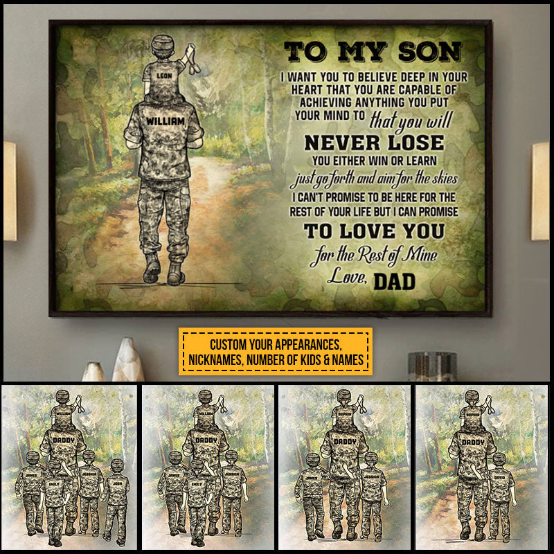 Personalized Veteran Dad Never Lose Custom Poster