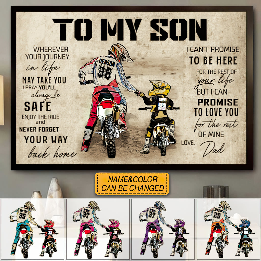 Personalized Motocross Poster, with custom Name, Number & Appearance, Vintage Style, Dirt Bike Dad And Son, Dad And Daughter Gift