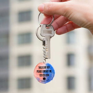 Lost keys please contact - Cell phone number plate keychain - Customized number and color