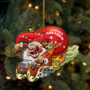 Hot Rod Santa - Personalized Christmas Ornament - Christmas Gift For Drag Racer