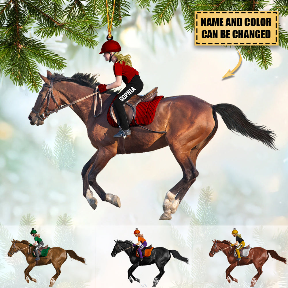 Personalized Christmas Kids horse Riding Ornament For Horse Lovers