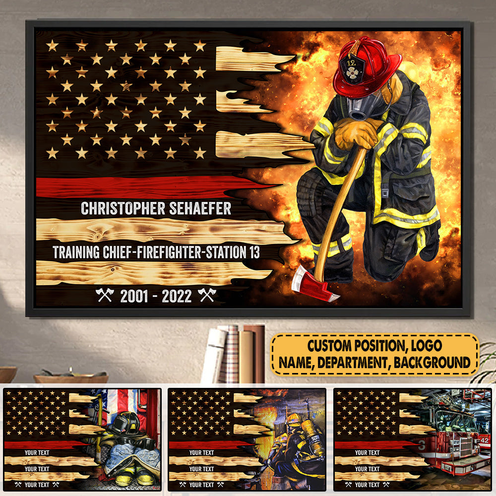 Personalized Firefighter Poster & Canvas Custom Gift For Firefighter