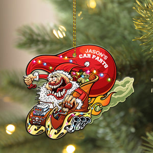 Hot Rod Santa - Personalized Christmas Ornament - Christmas Gift For Drag Racer