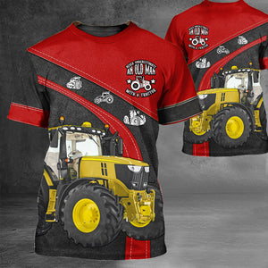 Personalized Tractor 3D T-Shirt-Never Underestimate An Old Man With A Tractor