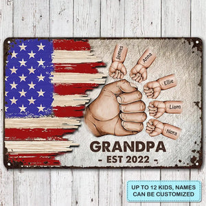 Personalized Metal Sign - Father's Day, Birthday Gift For Dad Grandpa Hand