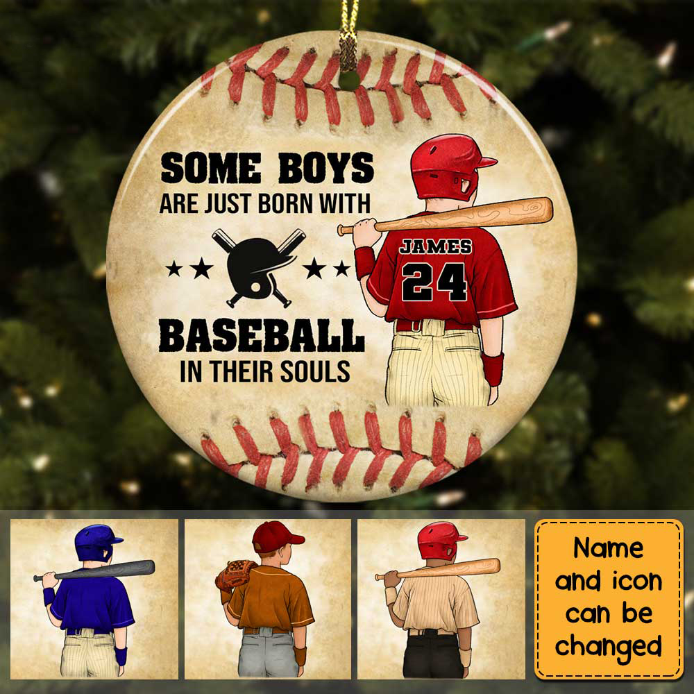 Personalized Baseball Christmas Circle Ornament For Baseball Lovers