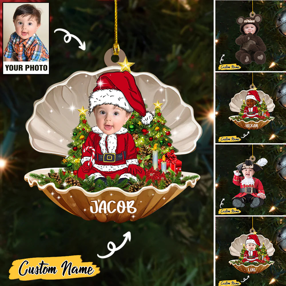 Cute Baby Elf Ornament Custom Name Christmas Ornament