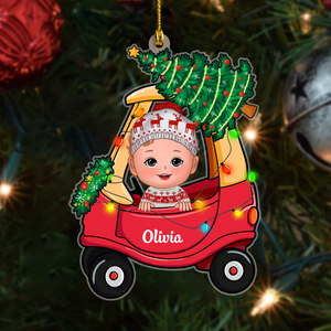 Baby In Christmas Car Toy First Christmas Personalized Ornament