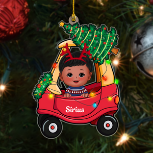 Baby In Christmas Car Toy First Christmas Personalized Ornament