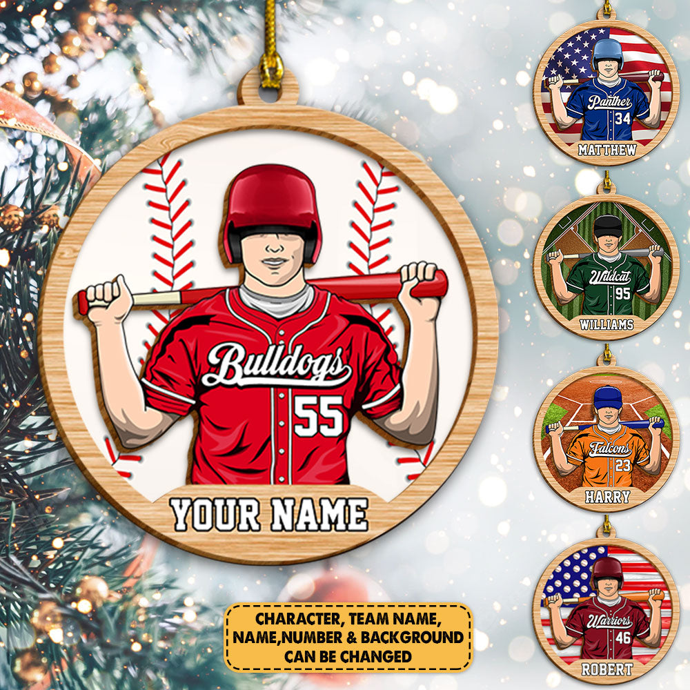 Personalized Baseball Wooden Christmas Ornament For Baseball Lovers