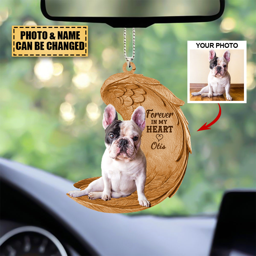 PERSONALIZED CAR HANGING ORNAMENT - GIFT FOR DOG LOVER - FOREVER IN MY HEART