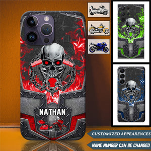 Gift For Biker Fire Skull Background Personalized Phone Cases