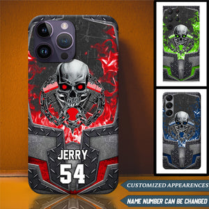 Gift For Biker Fire Skull Background Personalized Phone Cases