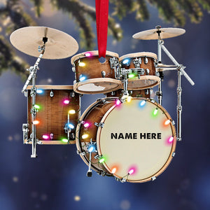 Drum Kit With Christmas Lights Personalized Christmas Ornament